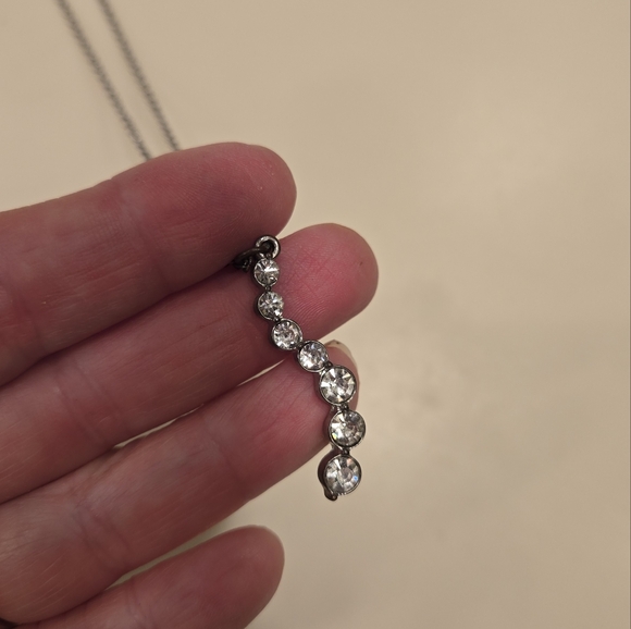 Necklace with Rhinestone Serpentine Pendant 22" Adj Silver Tone Chain - Picture 2 of 12